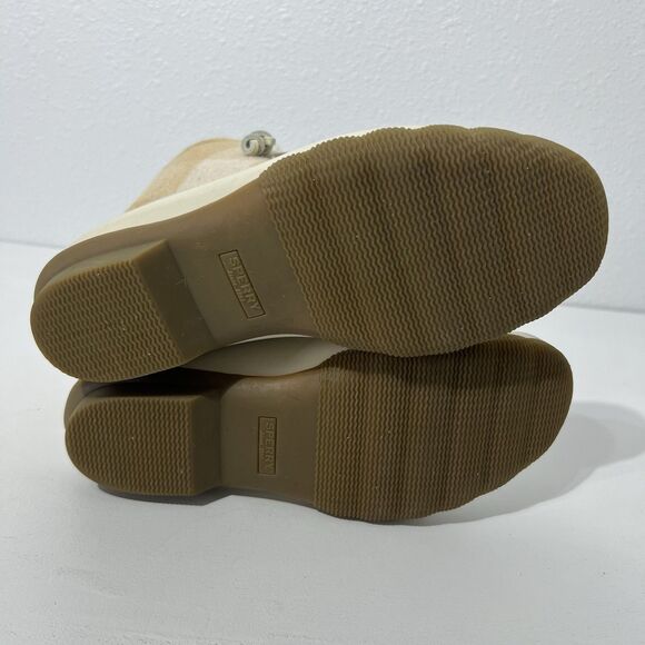 Sperry Duck Boot Womens 7.5 Cream Saltwater Buffalo Check Rain Bone Lace Up - Picture 10 of 10